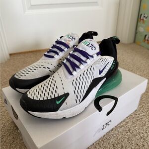 Nike Air Max 270 Kids Sneakers - White, Black, and Green